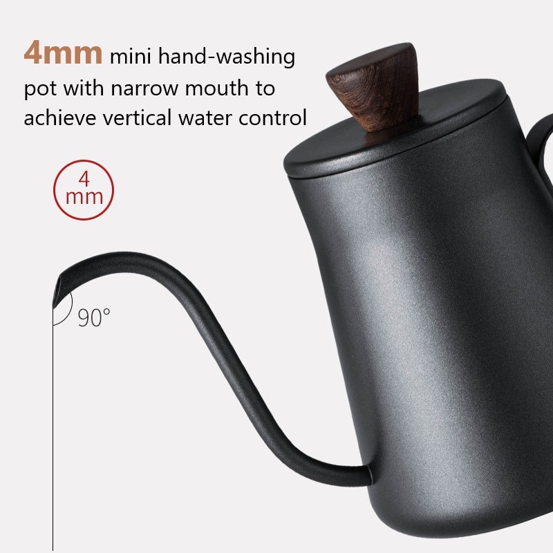 400ml Drip Kettle Coffee Tea Pot Non-stick Coating Food Grade Stainless Steel Gooseneck Drip Kettle Swan Neck Thin Mouth