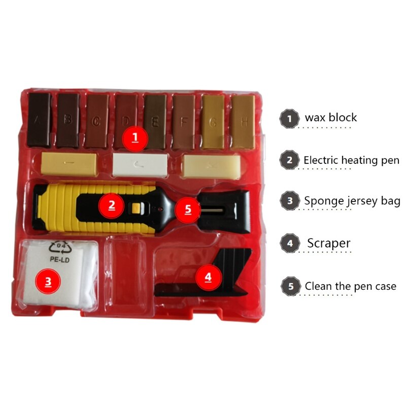 Ceramic Tile Repairing Tool Set Multifunction Household DIY Wooden Floor Crack Fill Tile Surface Repair Kit 37ME