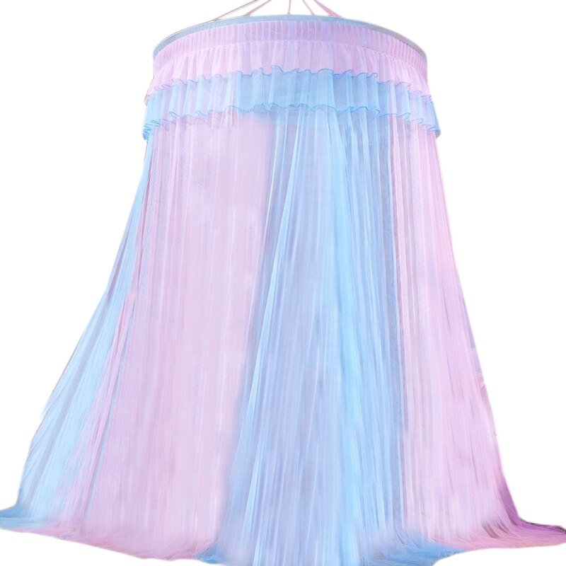 Bed Canopy Double Colors Hung Mosquito Net Princess Bed Tent Curtain Foldable Canopy On The Bed Fairy Lace: Pink blue