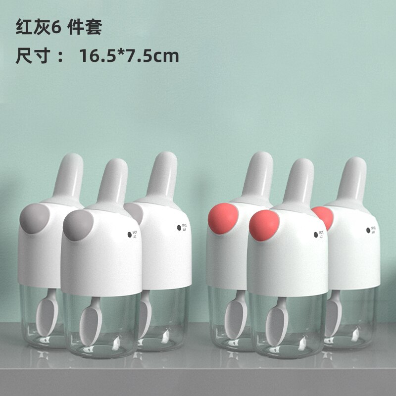 Plastic Small Spice Jar Dispenser Cooking Spoon Top Seal Spice Jar Set Organizer Pepper Salero De Cocina Kitchen Utensils OC50TL: 16.5x7.5cm x6