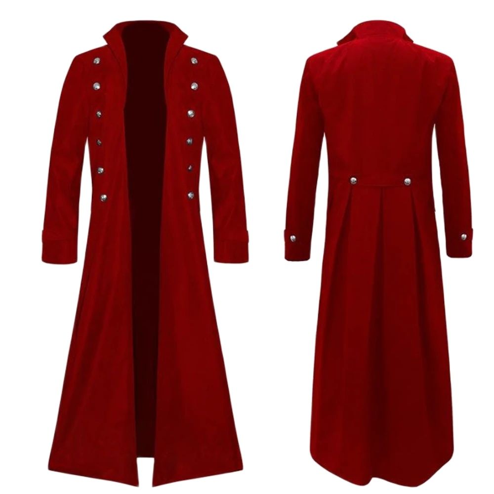 Vintage dame middelaldersk lang kåpe høst slank midje maxi vinterkjole fløyel 19th. århundre retro trenchcoat lang yttertøy