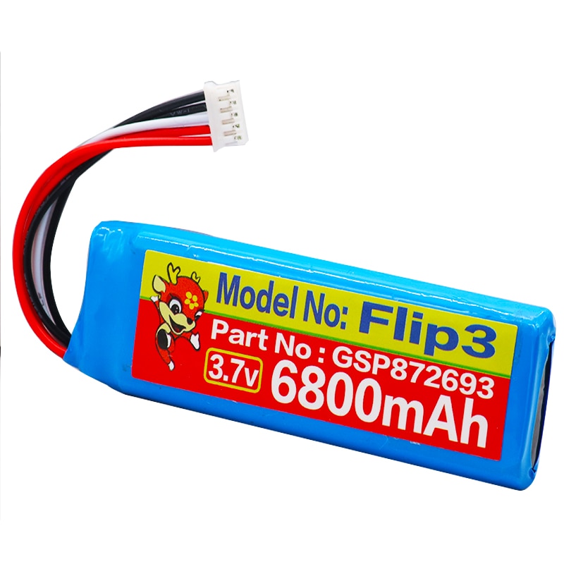 Akku jbl flip 3 & 4 -soittimelle flip 3 flip 4 li polymeeri ladattava akkupakkauksen vaihto 3.7v 6800 mah gsp 872693 & 01