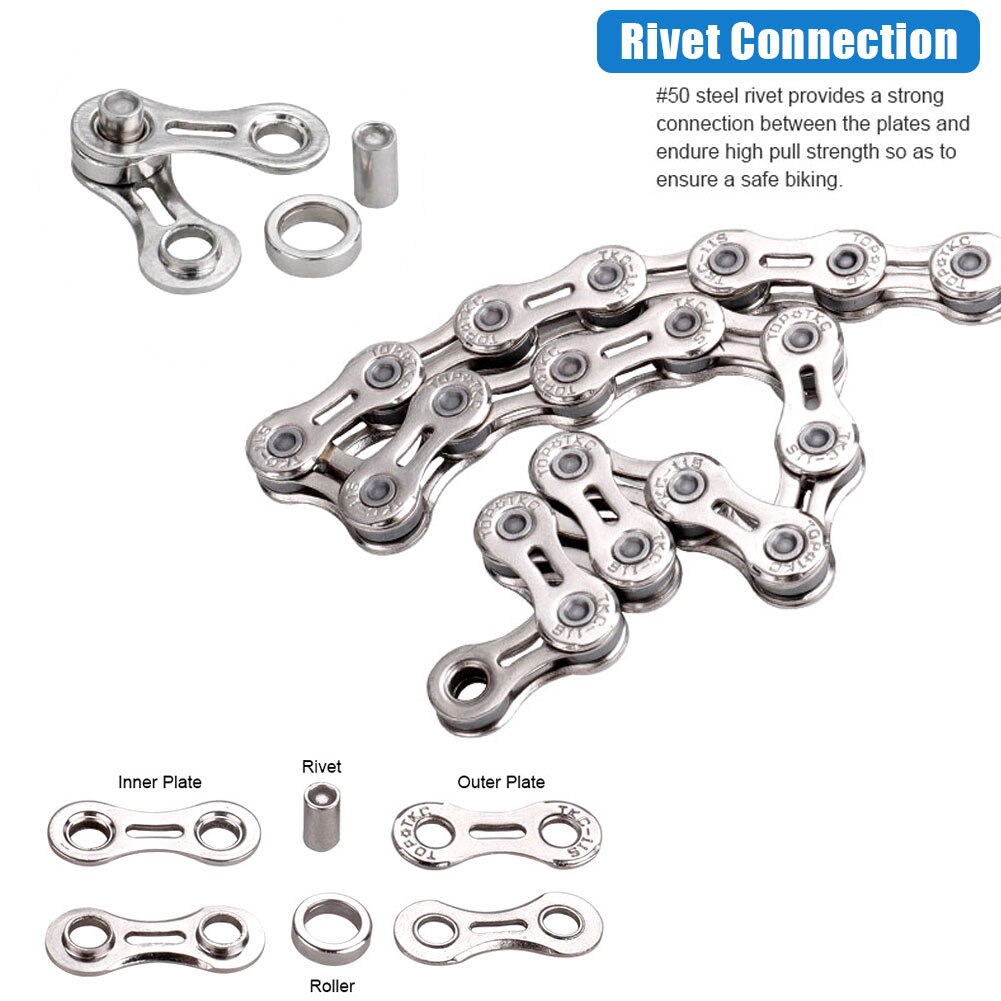 Road Bike MTB Bicycle Chain 8/ 9/10 /11 Speed Hollow Ultra Light Chain Bicycle General Chain Variable Speed Half Hollow Chains