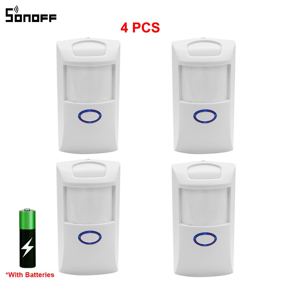 PIR2 Motion Sensor With Battery Wireless PIR Alarm Motion Sensor Detector 433Mh RF Work With SONOFF RF BridgeR2: 4PCS PIR2