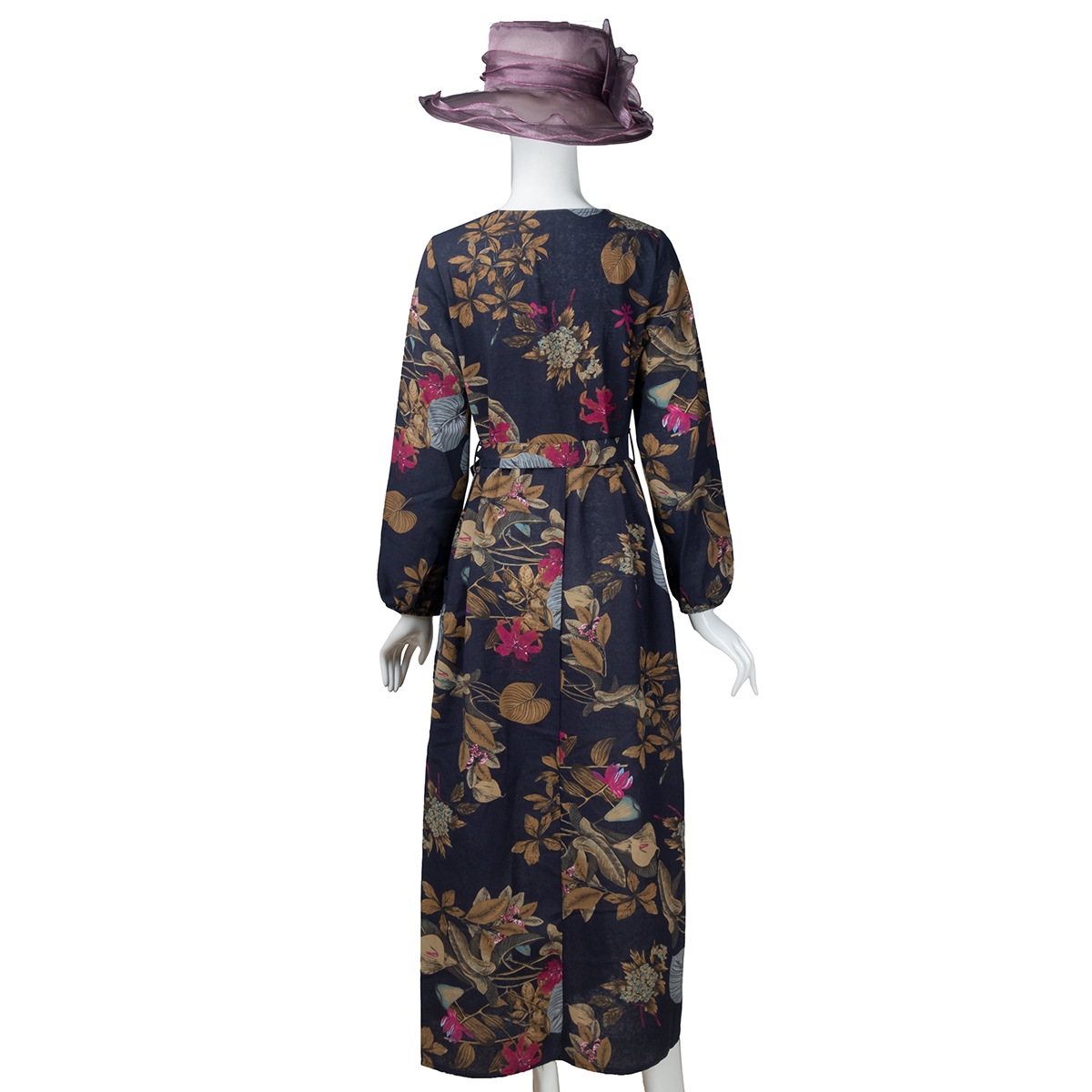 Abayas-vestido largo con estampado de flores para mujer, caftán marroquí, árabe, islámico, musulmán