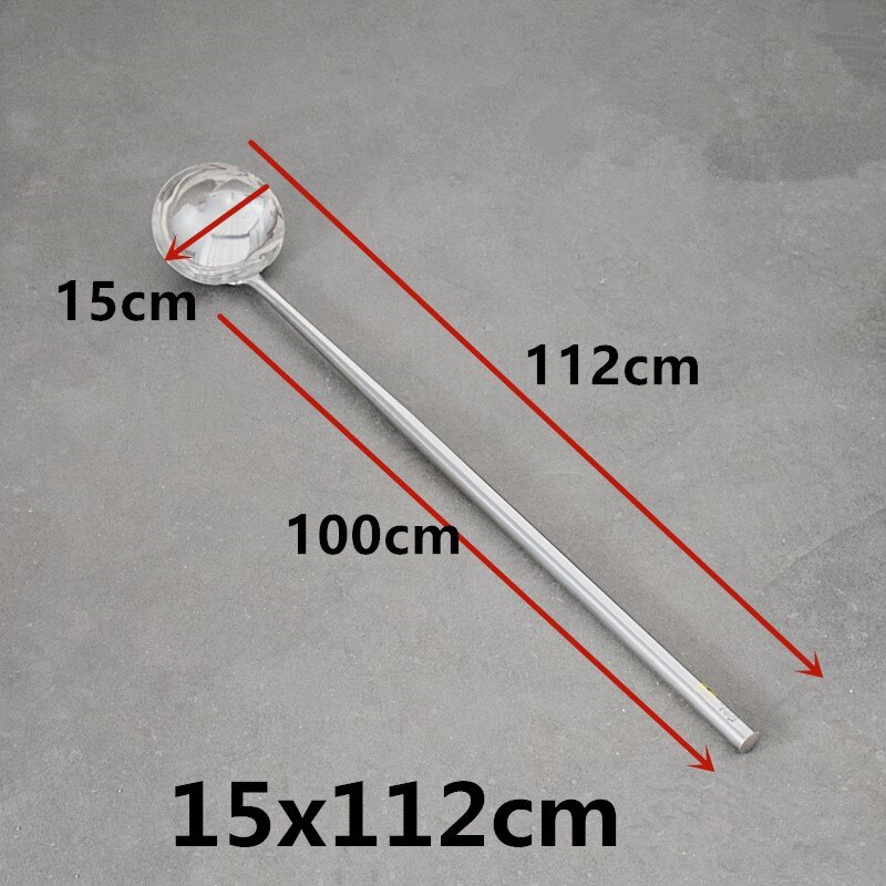 Extra long stainless steel wooden handle spatula Soup spoon cooking canteen kitchen China wok chef soup factory spatula Turner: 15x112cm