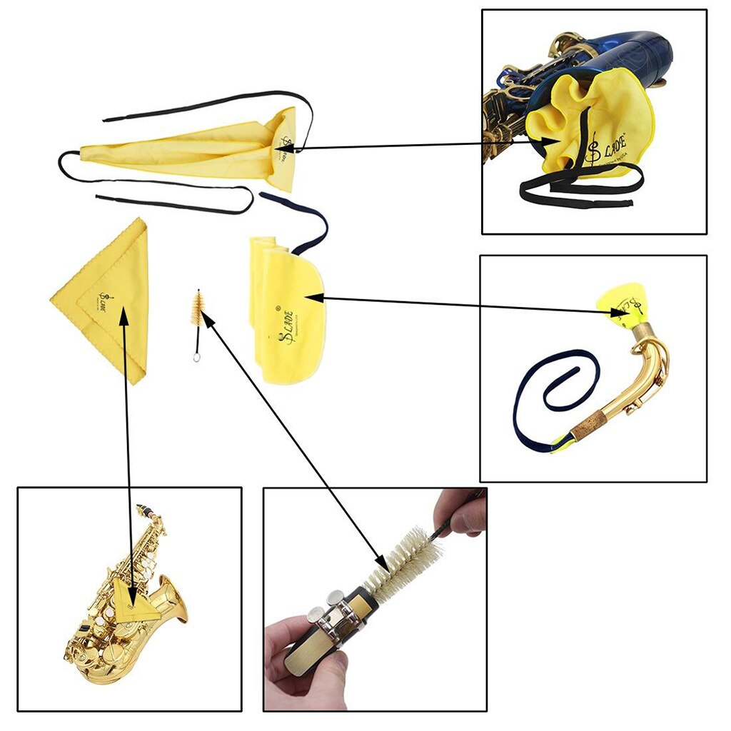 Four Piece Combination for Saxophone Cleaning Swab Cloth Kit