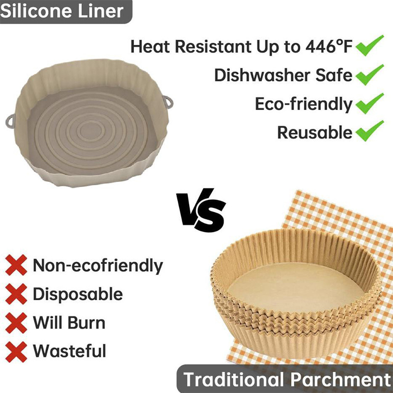 20Cm Lucht Friteuse Pan Siliconen Mand Airfryer Oven Bakplaat Herbruikbare Airfryer Pan Voering Vorm Pizza Gebraden Kip