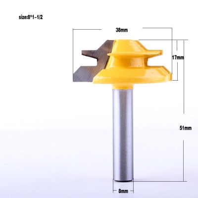 1PC 45 Degree Lock Miter Router Bit Diameter 1/4"/8mm Shank Green Wood Cutter For Woodworking Drilling Power Tools: 8mm shank