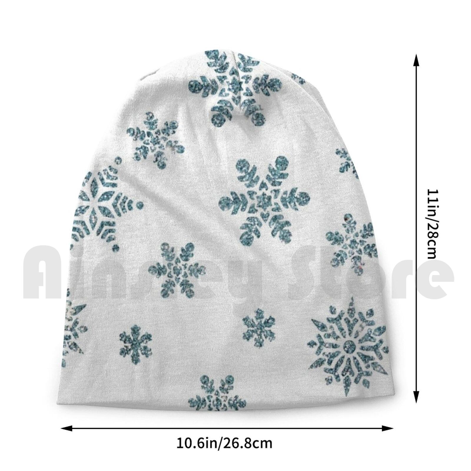 Snowflakes-Snow Beanies Pullover Cap Comfortable Winter Snow Flake Blue Sparkling Flakes Year Year End Party