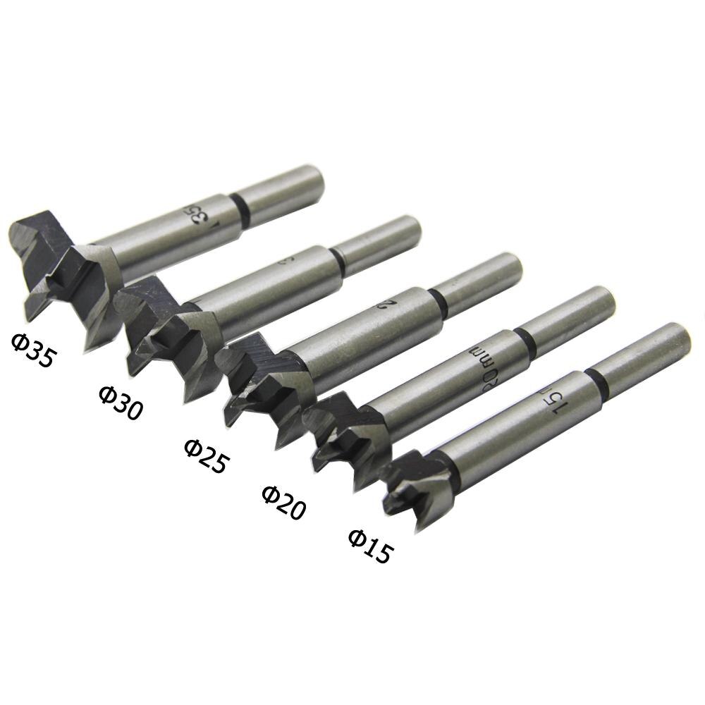 Foxbc 15Mm-35Mm Hout Forstner Boor Set Hoge Carbon Staal Voor Houtbewerking 5 Pcs