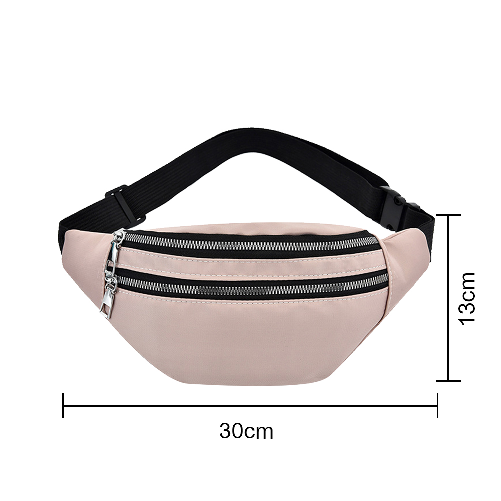 Running Waist Bag Outdoor Sports Jogging Fanny Phone Holder Belt Pack Canvas Men Women Phone Key Zipper Fitness Cycling Pouch: Pink 30x13cm