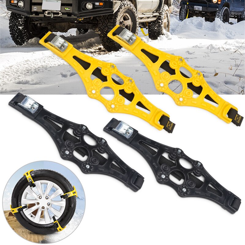 4PCS/Set Winter Car Snow Tire Anti-Skid Chains Belt Strap Adjustable Universal Vehicle Auto Anti Slip Tyre Chains For Mud Snow