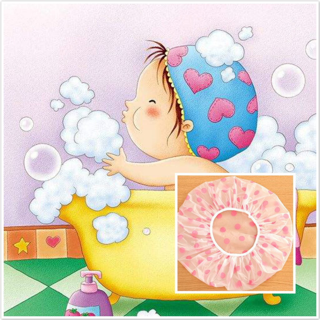 1pcs Pink Bath Cap Baby Tubs Shower Bath Wash Hair Cap Shampoo Resistance Protect Hat Baby Children Kids Infant