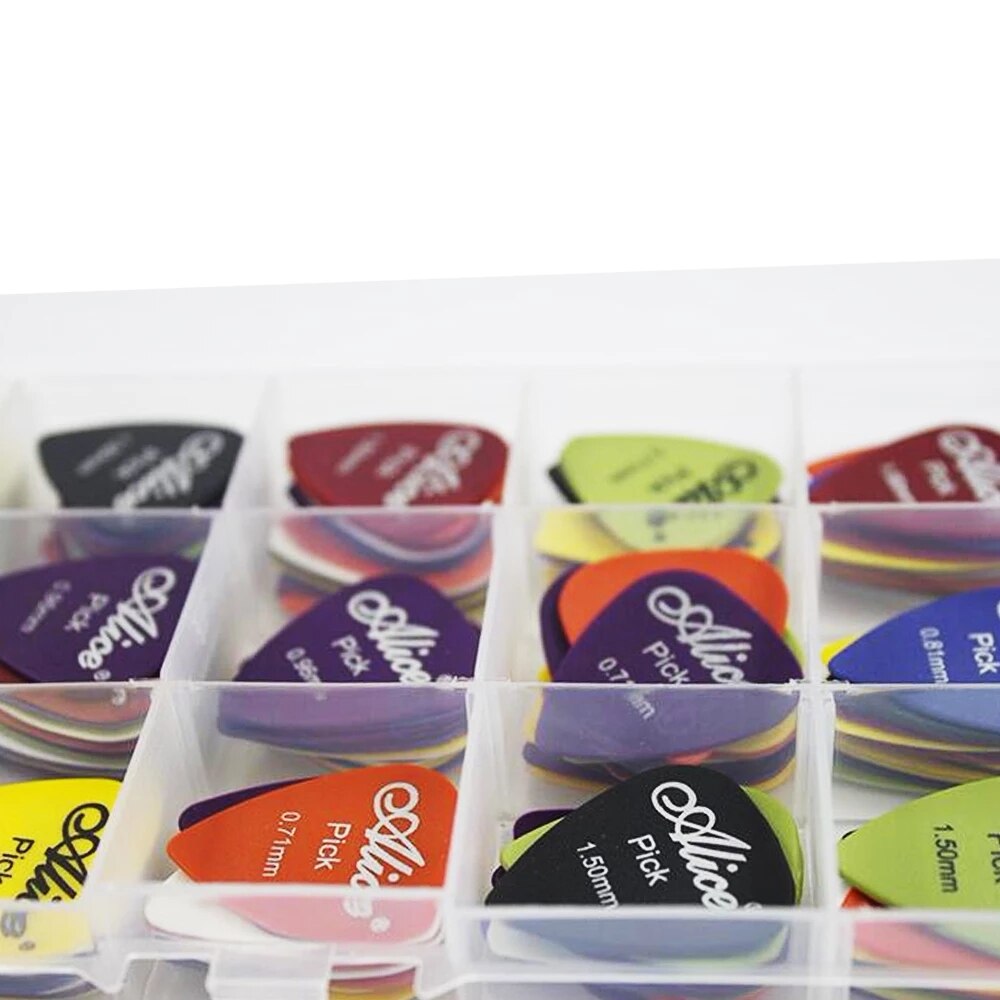 Gitaarplectrums 40 stuks/doos alice akoestische elektrische basgitaar plectrum mediator gitaar muziekinstrument dikte mix 0.58-1.5 gp28