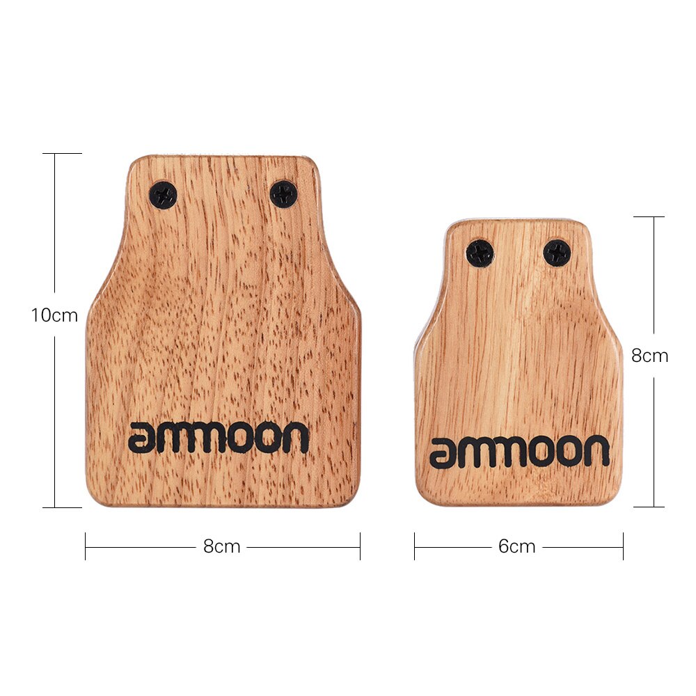ammoon 2pcs Cajon Box Drum Large &amp; Medium Companion Accessory Castanets for Hand Percussion Instruments