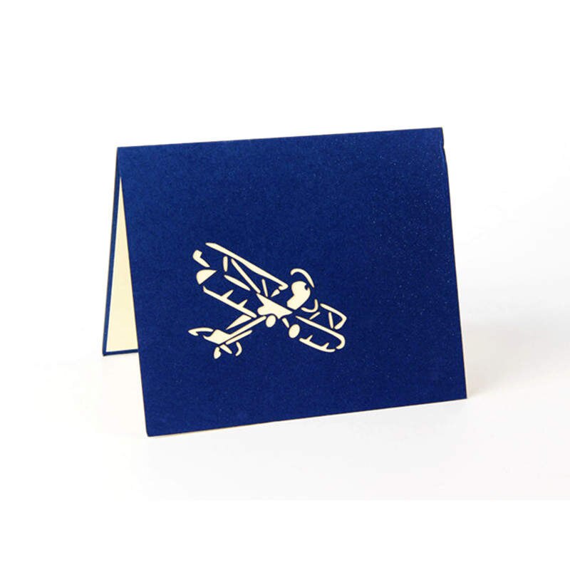 Doreenbeads 3d kort flyvemaskine blåt cover barn drenge mænd fødselsdag tilbage til skolen afgangskort papir skulptur 1pc
