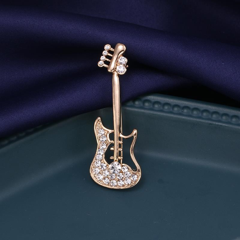 baiduqiandu Pearl & Crystal Booches Pin Charming Bow Butterfly Flower Guitar Women Wedding Bouquet Clothing Dress Accessories: 9125 Gold