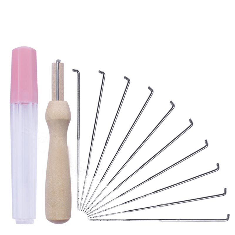 10pcs Wool Felting Iron Needles Felt Tool Kit Needle wooden handle Starter Beginners DIY: 8cm wooden handle