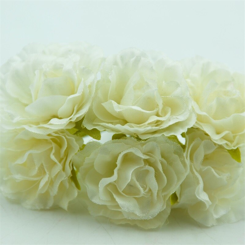 6 stuks van zijde handgemaakte kunstmatige boeket bruiloft decoratie familie tuin thee tafel vaas bloemstuk DIY walnoot decal: Milk white