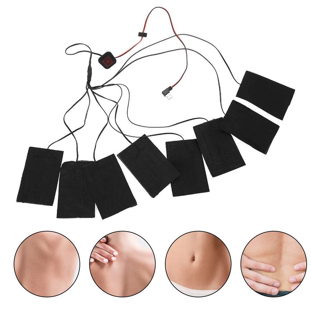 8-in-1 USB Elektrische Kleding Verwarming Pad Koolstofvezel Verwarmde Kleding Pad Met Verstelbare Derde Versnelling Mat vel Heater