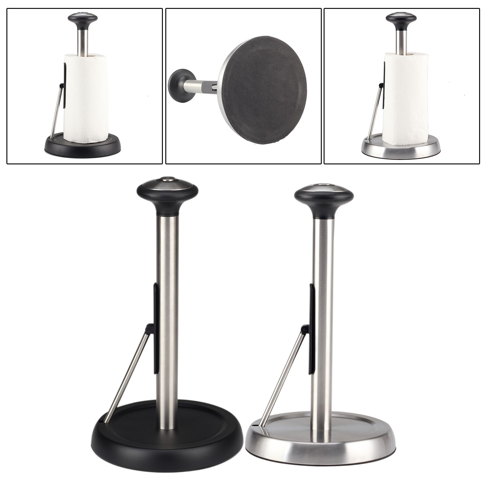 Paper Towel Holder Dispenser Standing Stainless Steel Adjustable for Kitchen
