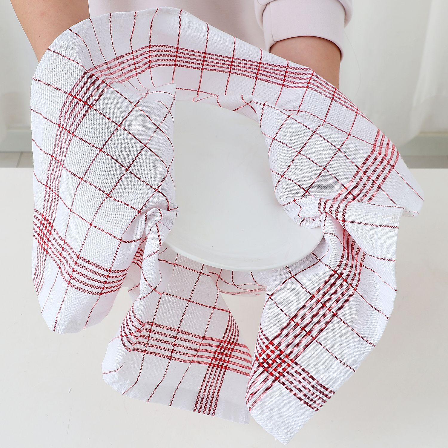 1/5/10pcs Classic Plaid Dish Towel Scouring Pad, Soft Large Size Kitchen Towel, Suitable for Bar and Kitchen Cleaning