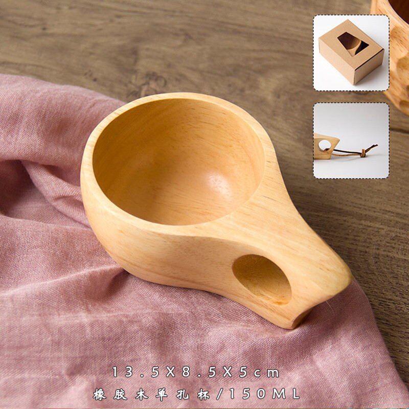 Visual Touch Natural Kuksa Wooden Mug Finland Beer Mug Cup Outdoor Portable Cup Coffee Milk Water Drinking Mugs Lovers: 2