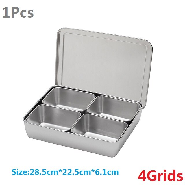 1-4-6-8Grids 201Stainless Steel Seasoning Box Rectangle Hotel Kitchen Supplies Multifunction 2020NEW Utensils: Grid4