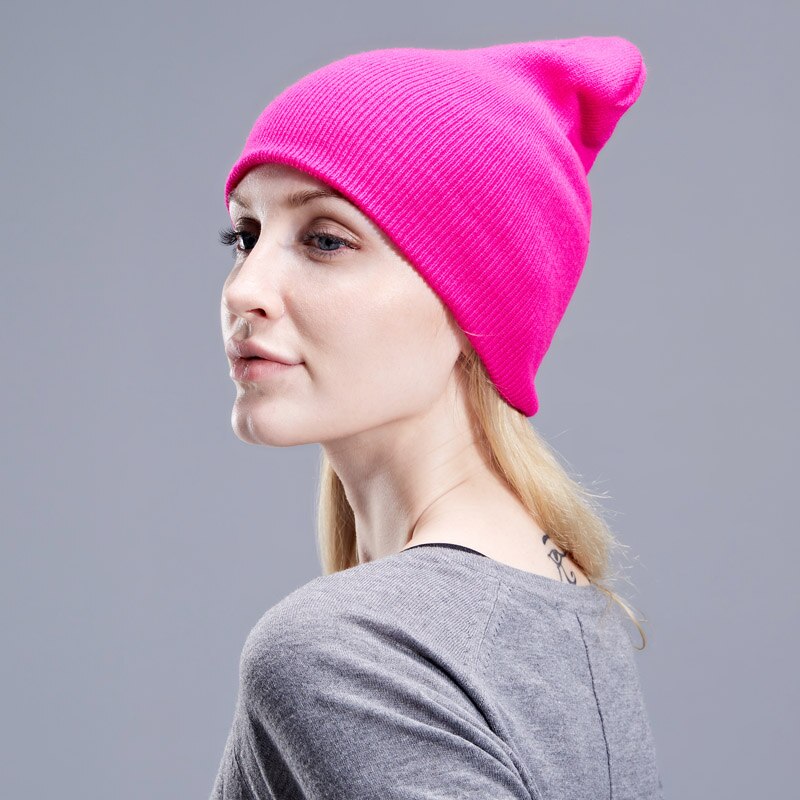 Talvihattu miehille naisten skullies pipot lämmin lippalakki unisex elastisuus neuloa pipo hatut yksivärinen neule tyttö ruusunvihreät hatut