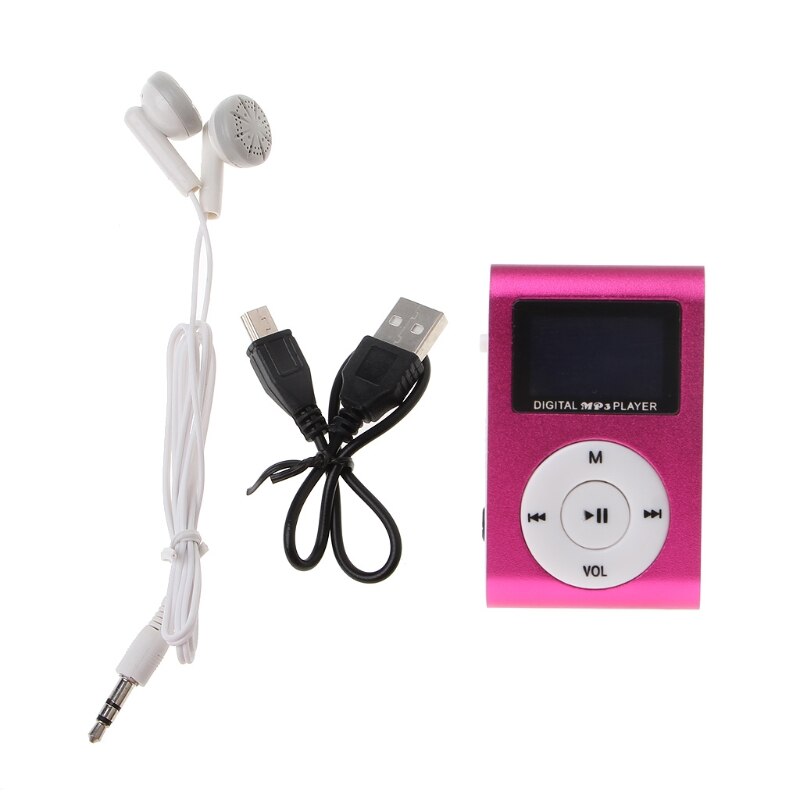 ALITER Small MP3 Portable USB Metal Clip LCD Screen Music Player with Earphone: Red
