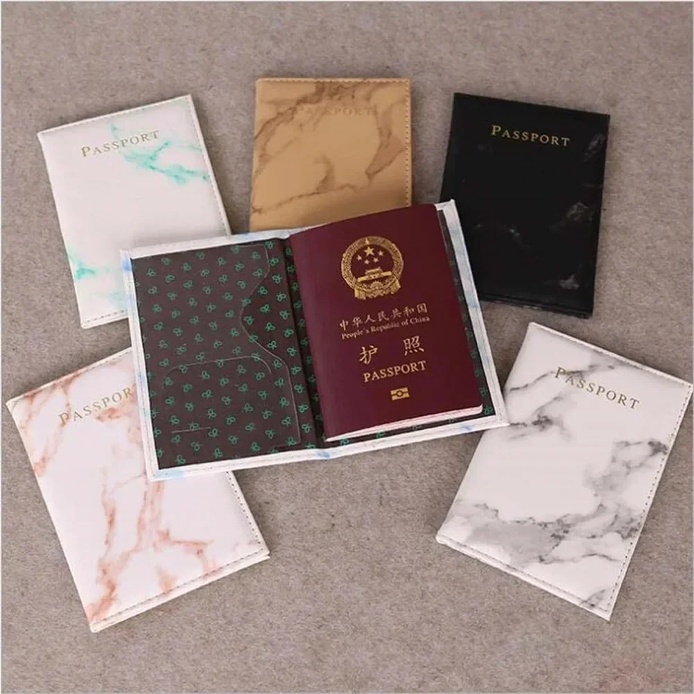 Frauen Männer Reisepass Abdeckung Pu Leder Marmor Stil Reise Ich würde Kreditkarte Reisepass Paket Geldbörse Taschen Beutel