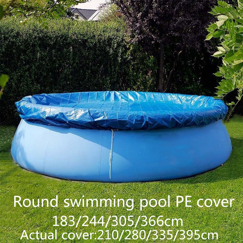Swimming Pool Cover Dust Rainproof Pool Cover Blue Round Tarpaulin Durable For Family Garden Pools Swimming Pool Accessories