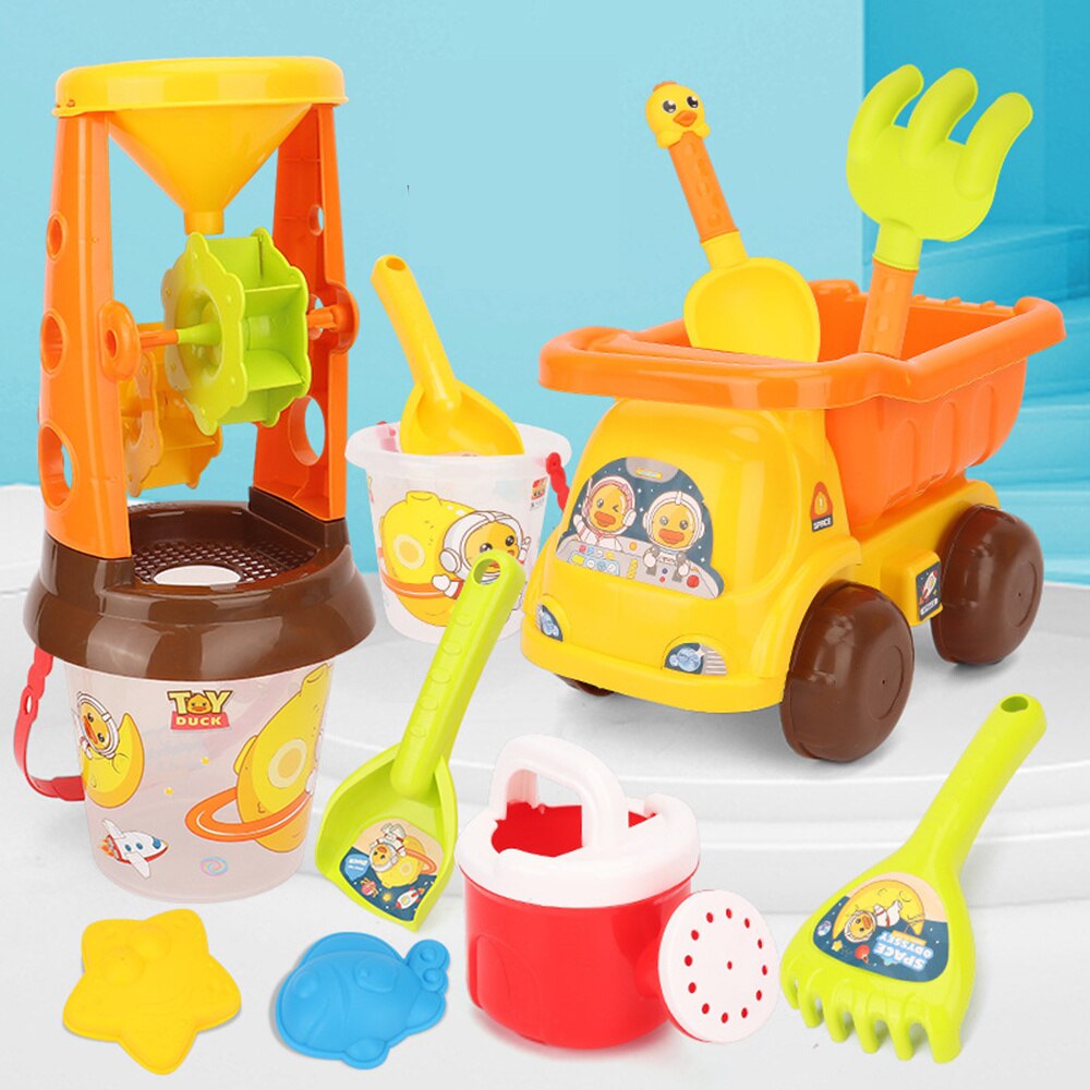 Children&#39;s Beach Toy Set Cartoon Cart Shovel Sand Water Toys for Outdoor Great for Boys Girls Multicolor Outdoor Toys SEC88