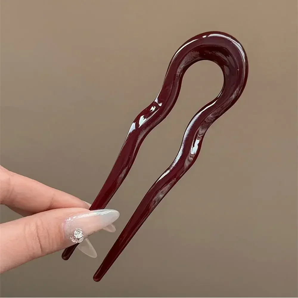 Horquilla para el pelo en forma de U, palitos para el pelo de geométrico a la de acetato, horquilla de carey, accesorios para la cabeza para mujeres y niñas