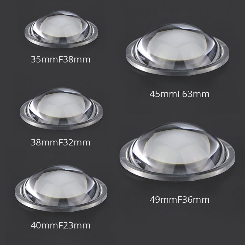 5Stck 35-49,3mm Optische PMMA Kunststoff Brennweite LED Plano Konvexen Objektiv DIY Sammellinse