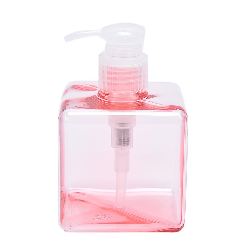 Botella de jabón líquido de plástico transparente, dispensador cuadrado de champú de empuje, desinfectante de manos, 250ML: pink 250ml