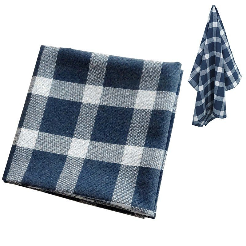 5pcs/batch Cotton Wiping Cloth Western Restaurant Napkin Towel Absorbent Cotton Plaid Tea Towel Handkerchief: Blue White 46x70cm