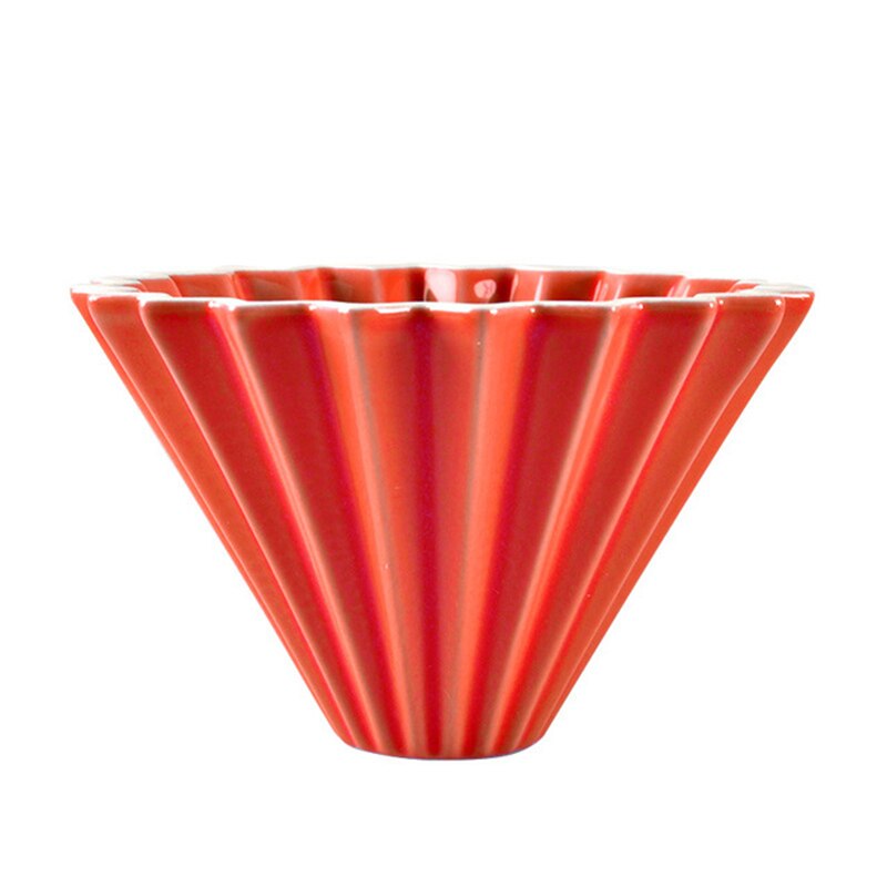 Espresso kaffe filter  v60 tragte dryp hånd kop filtre kaffe tilbehør tragt blomster keramisk kaffe kop origami filter kopper: Rød
