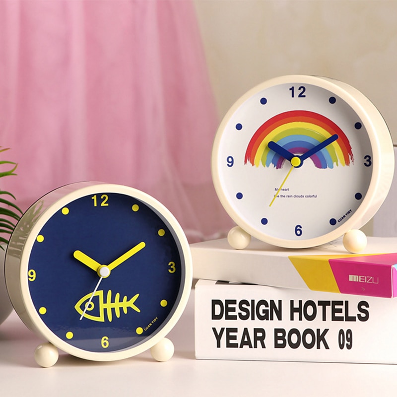 Metal Night Light Alarm Clock Silent Digital Alarm Clocks Compact Cute Kids Table Clock Mini Bedroom Decor