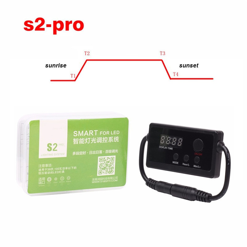 Controlador de atenuación de luz LED S2 PRO para acuario, sistema de atenuación de luz RGB para tanque de peces, amanecer y atardecer, con lámpara Chihiros