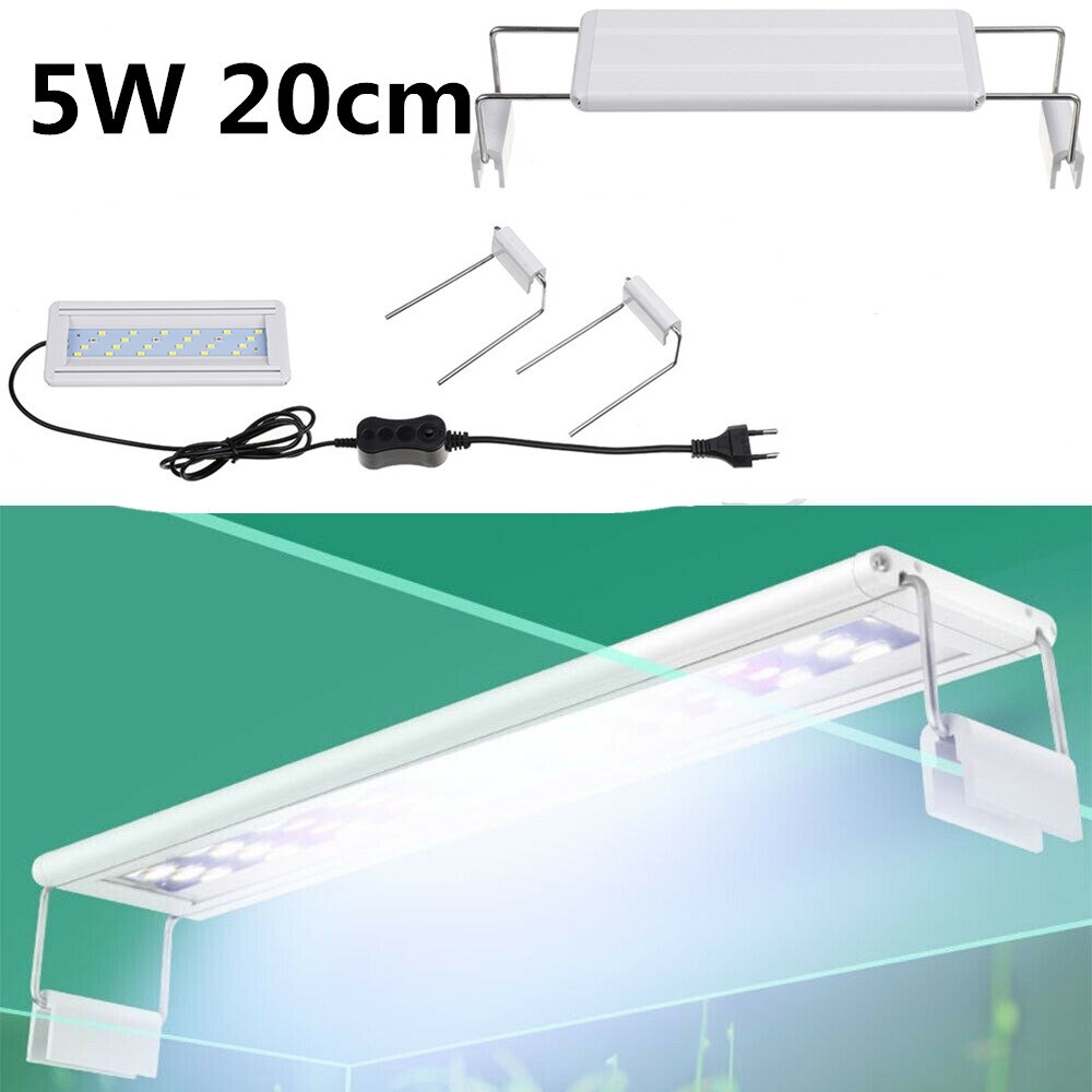 Fish Tank Lamp LED Fish Tank Light Hood Aquarium Led Light Aquarium Lighting with Extendable Brackets for 20-80CM Fish Tank: 20CM EU PLug