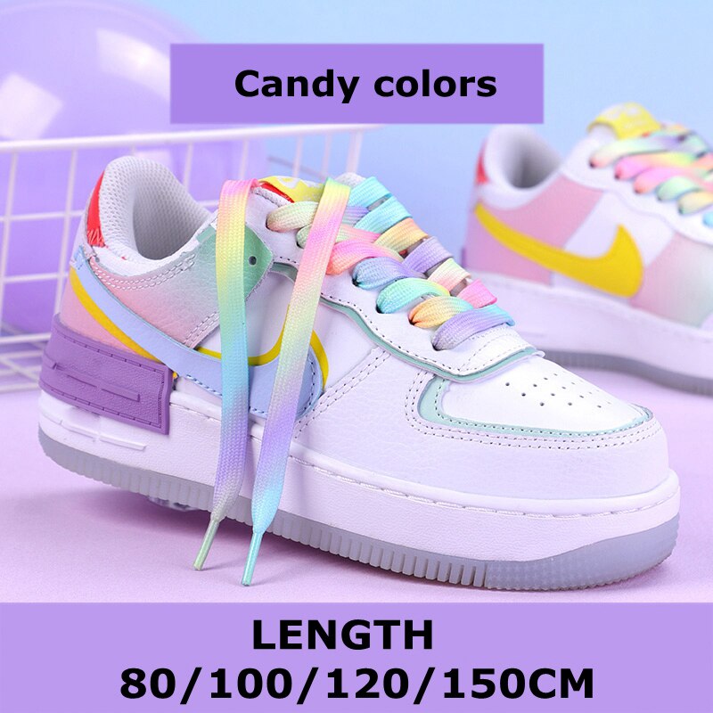 Modische flache Schnürsenkel, Regenbogen-Schnürsenkel für Sneaker, lässige Segeltuch-Schnürsenkel, Schuhzubehör, bunter Druck, Farbverlaufs-Schnürsenkel: Rosa / 120cm