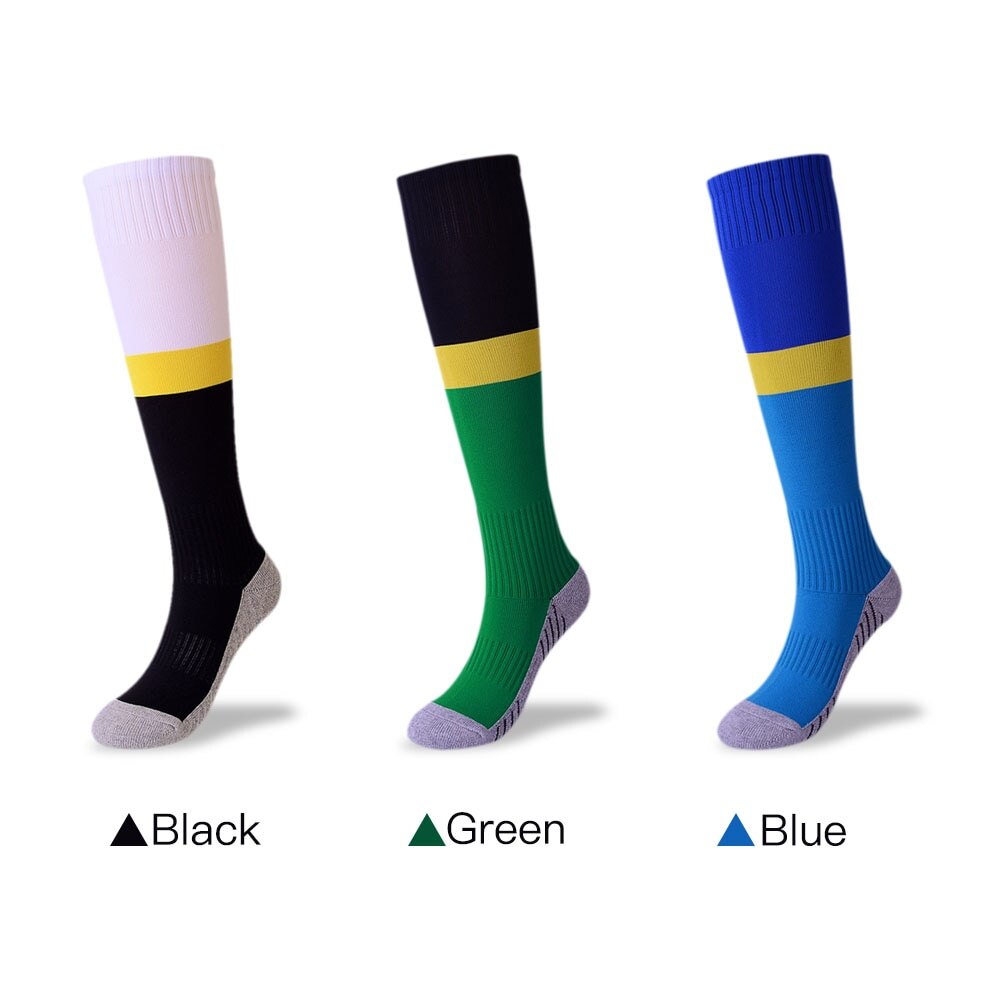 Høye elastiske sokker absorberende ungdomsfotballsokker leggbeskyttelse fotballsokker sport snowboard sykling ski fotballsokker