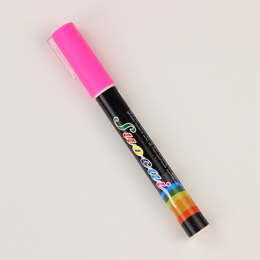 1pc reversible spisser highlighter fluorescerende flytende kritt markørpenn for led-skrive fluorescerende tavle flytende kritt: Rosa