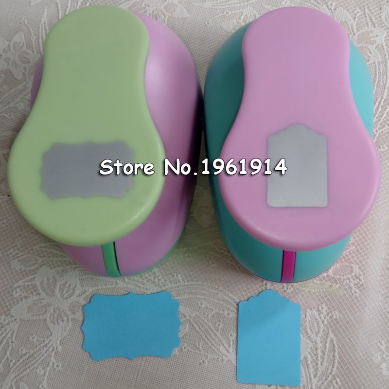 Perforadora de 2 piezas Kawaii para estudiantes, cortador hecho a mano, perforadora con forma de etiqueta, 2 pulgadas, 4-5cm, tamaño de corte
