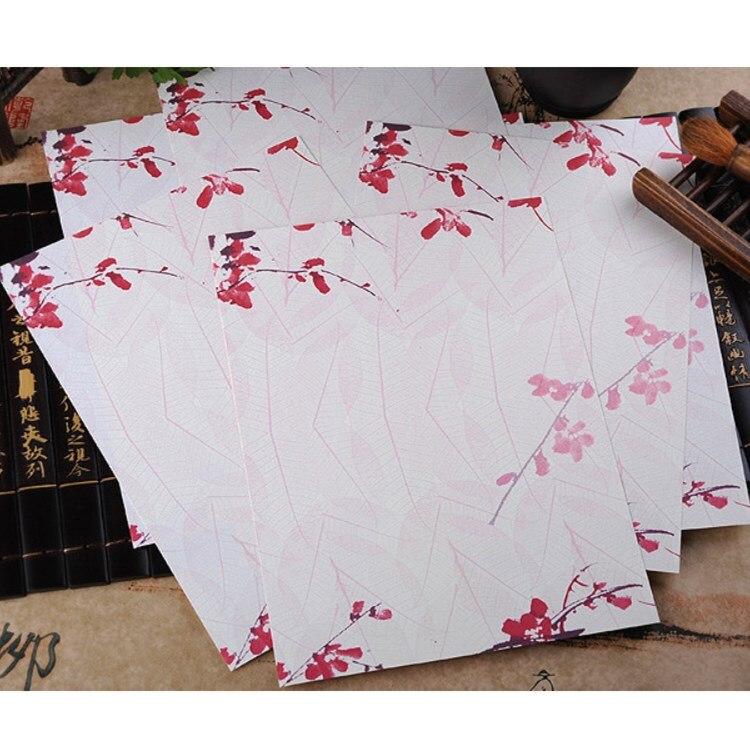 8pcs/lot Flower Pattern Writing Paper for Students Kids Notebook School Supplies Students Retro Letter Paper Stationery: WHITE