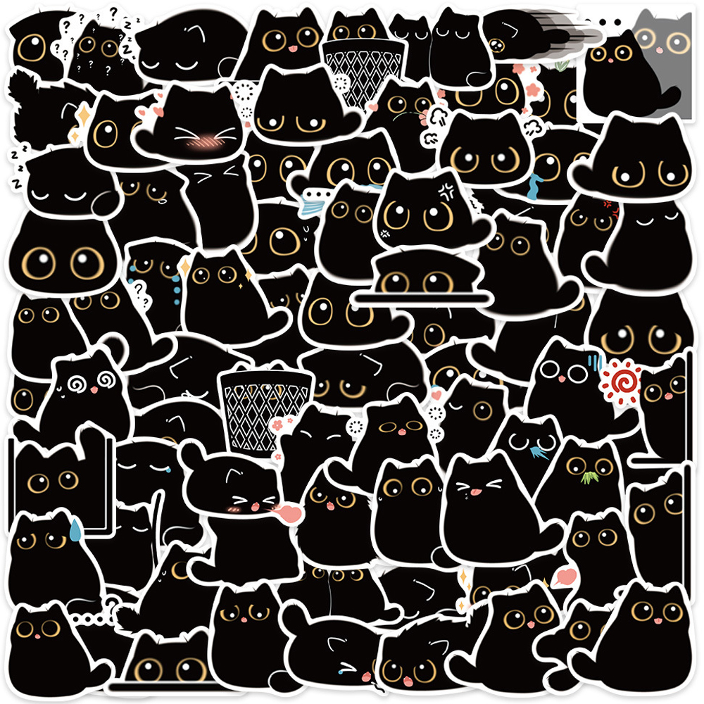 10/20/40/80PCS Black Cat Cute Kawaii Stickers Vint... – Grandado