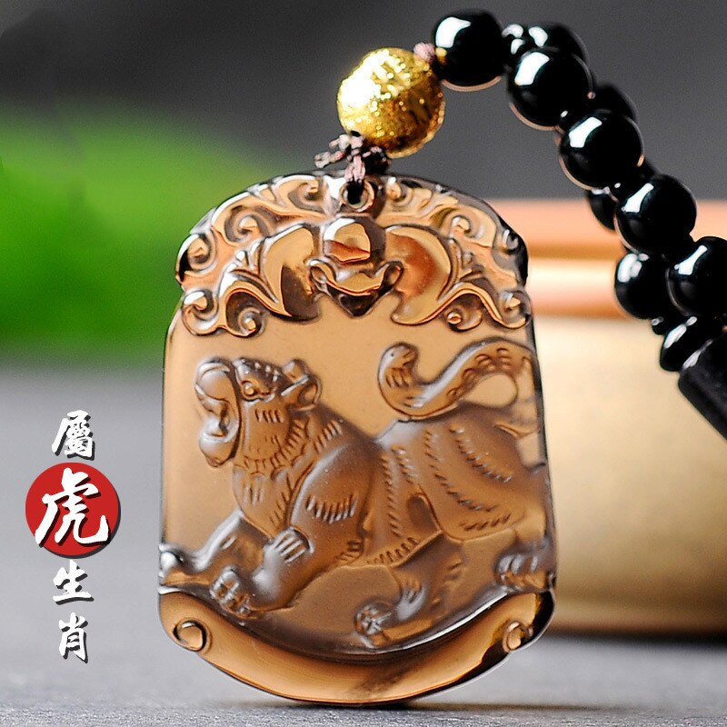 Natural Ice Obsidian 12 Chinese Zodiac Snake Pendant Boutique Jewelry Men's and Women's Necklace: 4