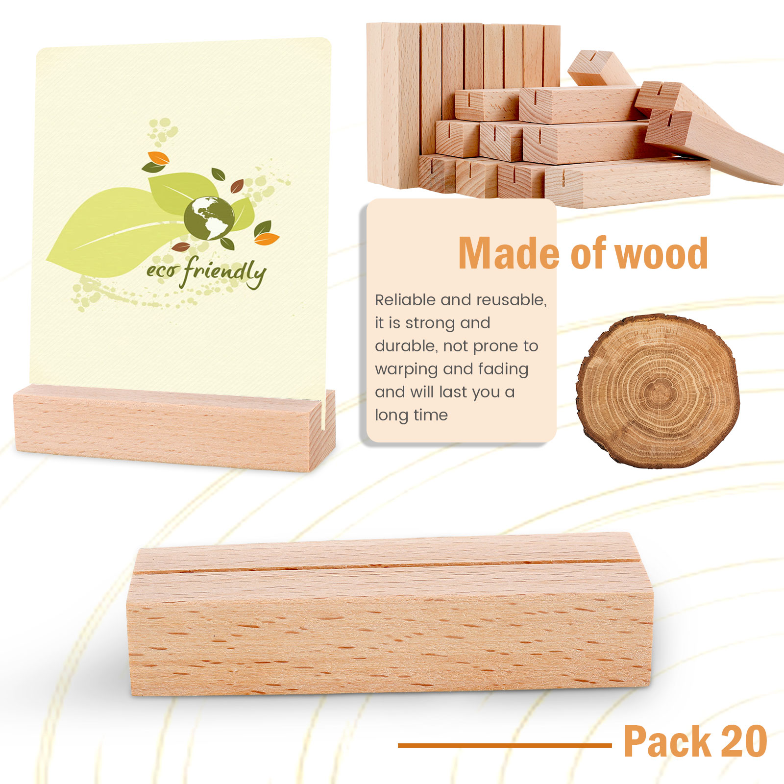 40/20pc Holz Basis Esstisch Tisch karten Halfter Tisch nummer Ständer Fotoclip Ständer Menü Regal Foto Memo Nummer Name Clip Basis